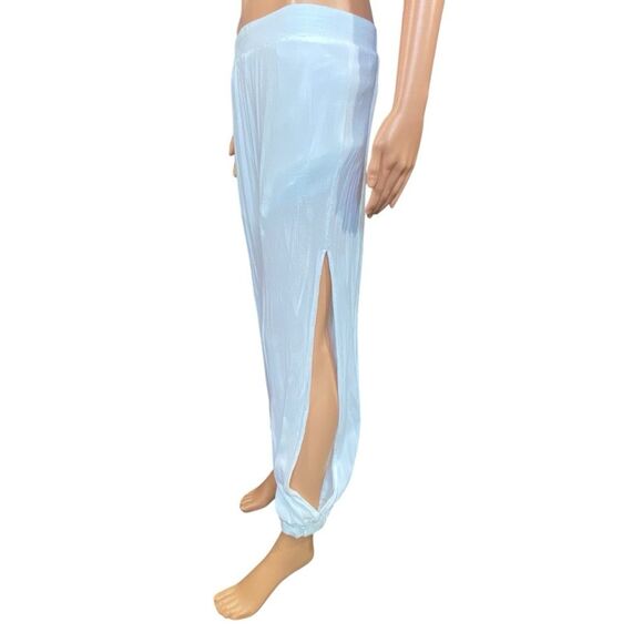 Shein White Lined Harem Pants Womens Size Medium Elastic Waist Cuffed Open Leg - Picture 2 of 4